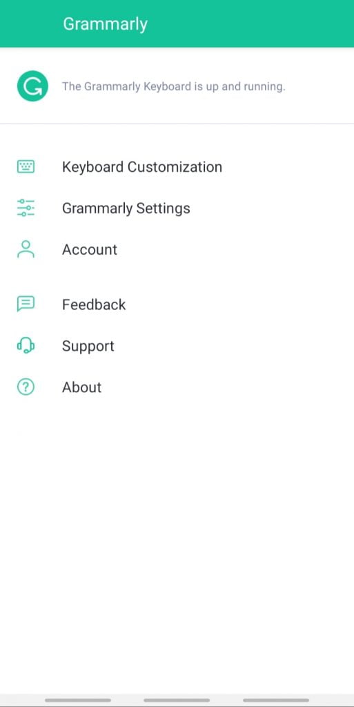 Giao diện ứng dụng Grammarly trên Android